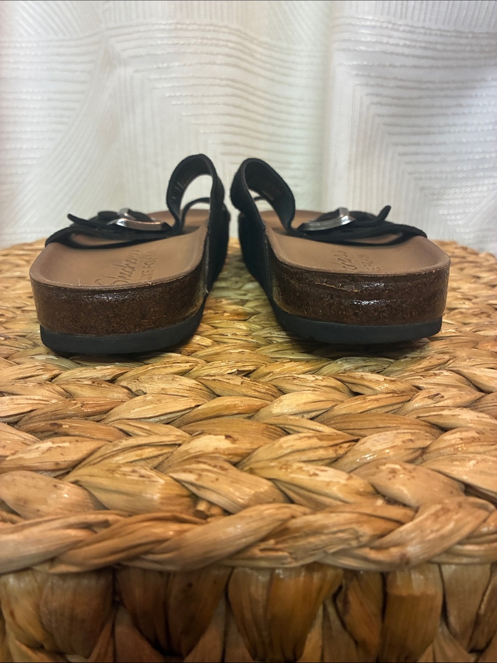 Skechers Black Double Buckle Luxe Foam Slide Sandals - Picture 3 of 7